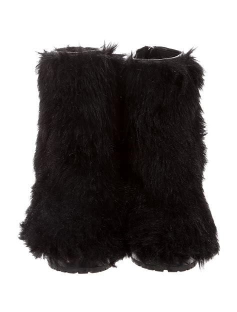 chanel faux fur boots|designer chanel boots.